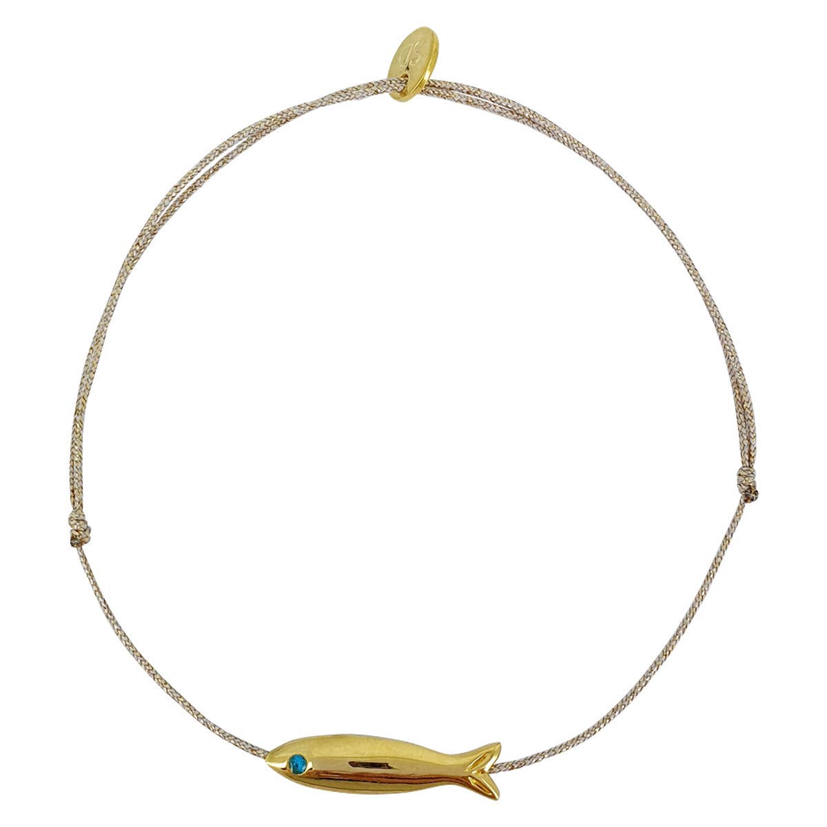 Gold Long Fish with Apatite Eye Bracelet: France