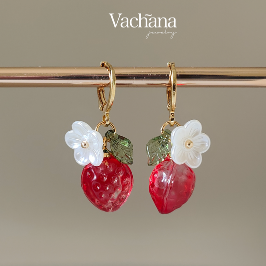 Red Strawberry Huggie Hoop Earrings: United Kingdom