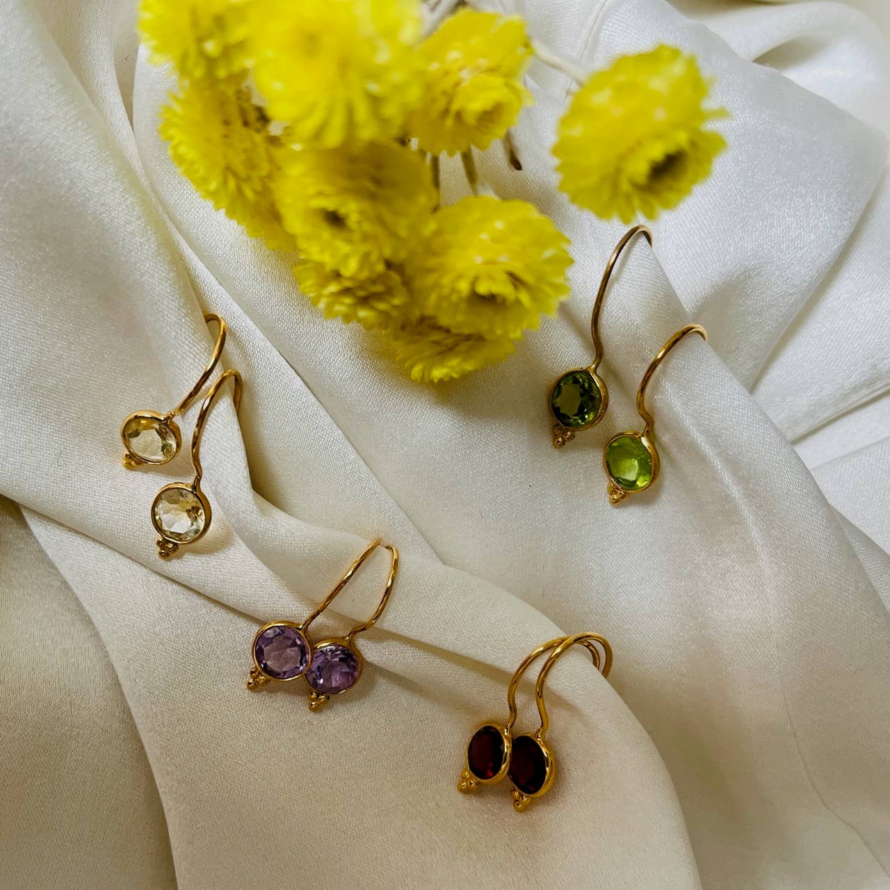 Gold and Citrine Fine Stone Earrings: France