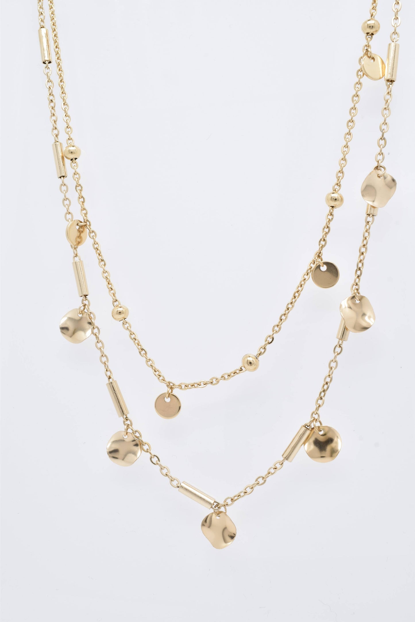 Double Row Layered Gold Necklace: France