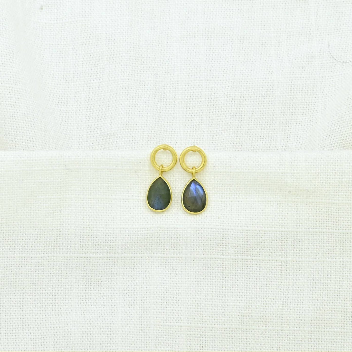 Gold Circle Post Labradorite Earrings: Germany