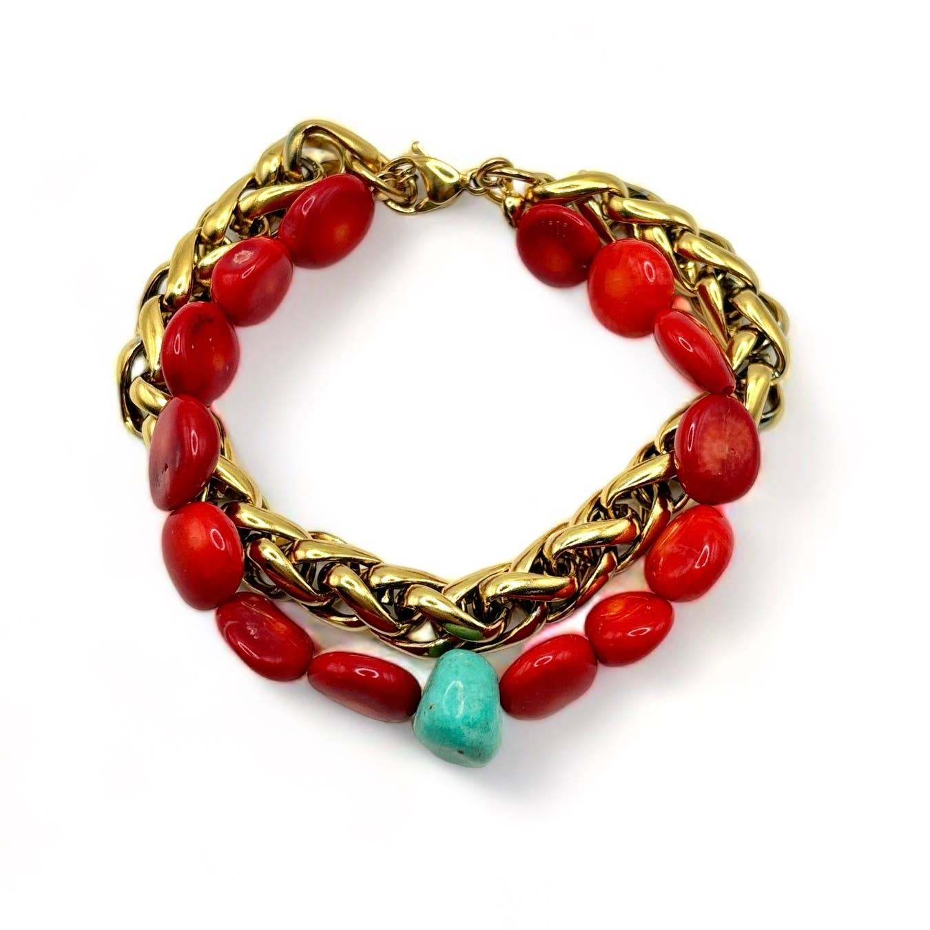 Gemstone Bracelet with Sea Coral and Magnesite: Italy