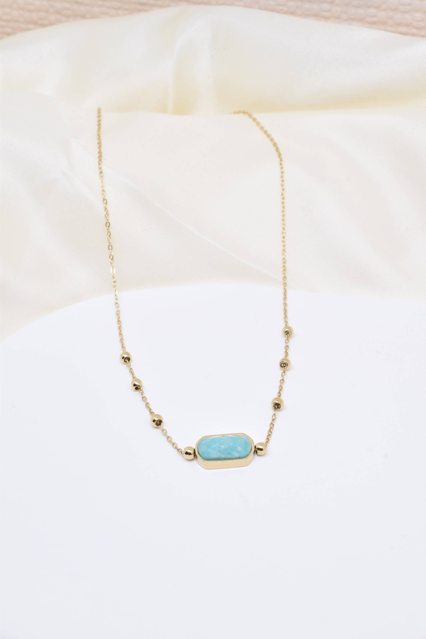 Necklace with Natural Amazonite Stones: France