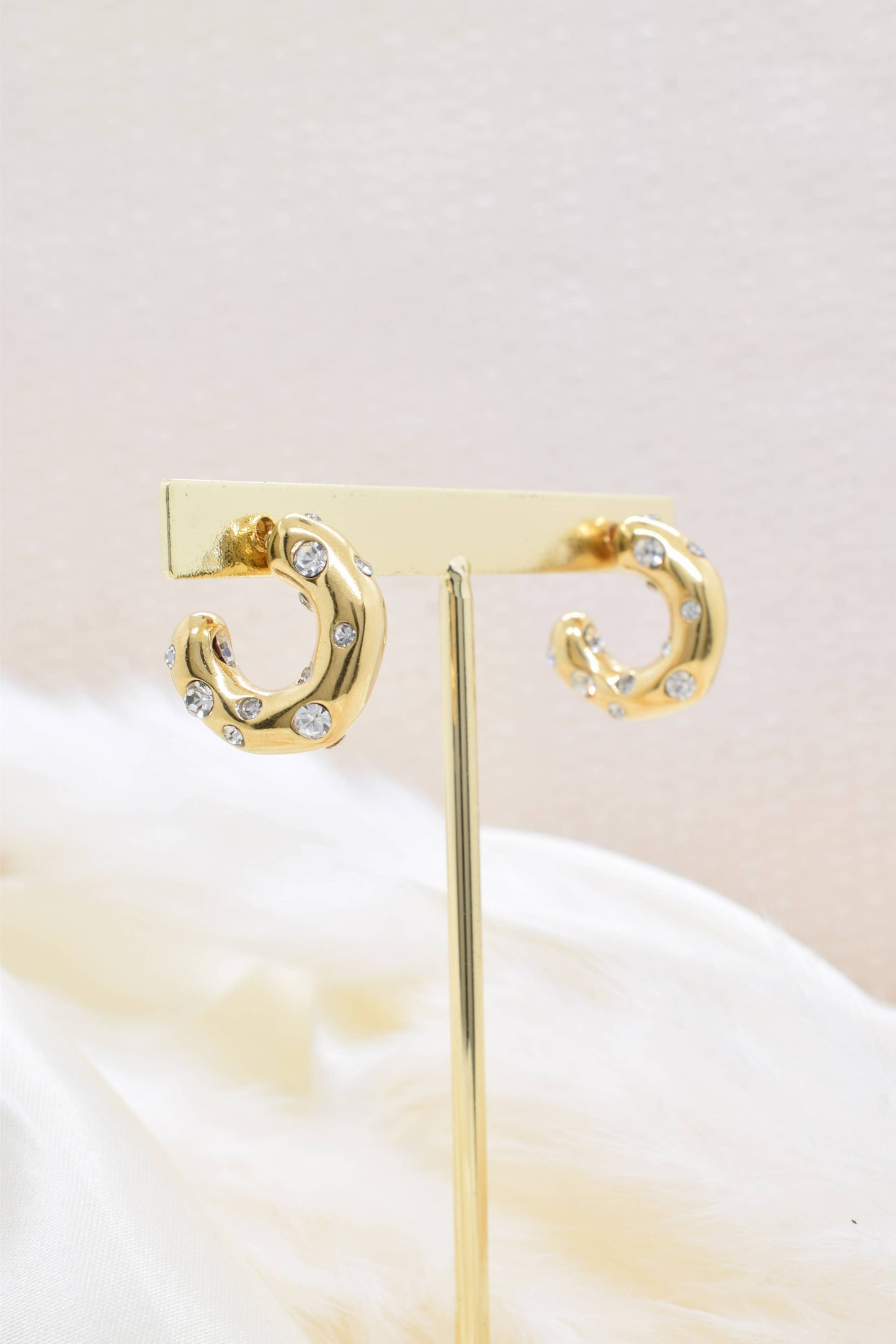 Gold Hoop Rhinestone Earrings: France