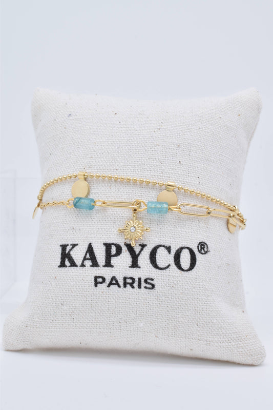 Gold Bracelet with Stones and Charm: France