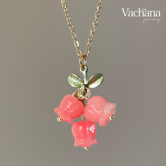 Pink Rose Drop Necklace: United Kingdom