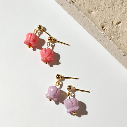 Gemstone Rose Stud Earrings: Purple: United Kingdom