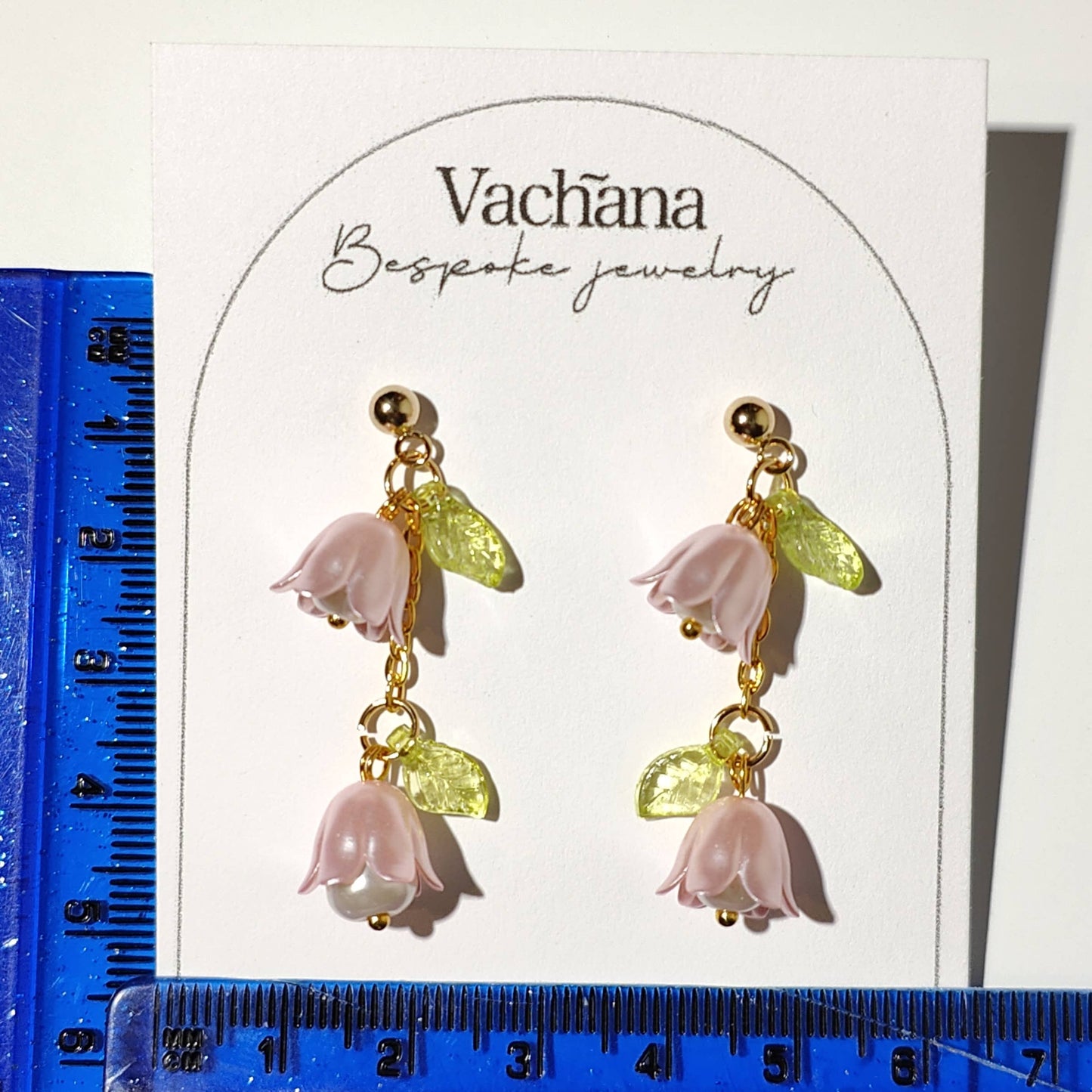 Lilly of The Valley dangle earrings: Pink: United Kingdom