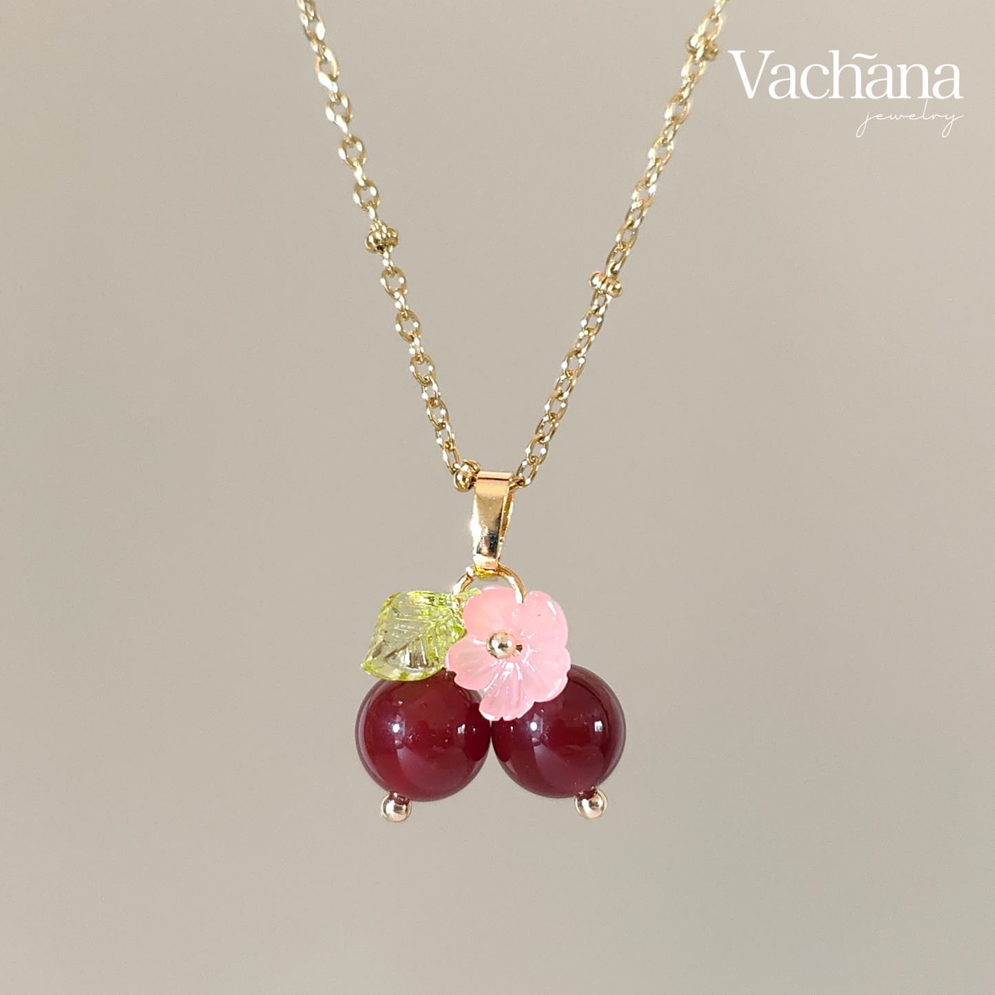 Dainty Red Ruby Cherry Necklace: United Kingdom