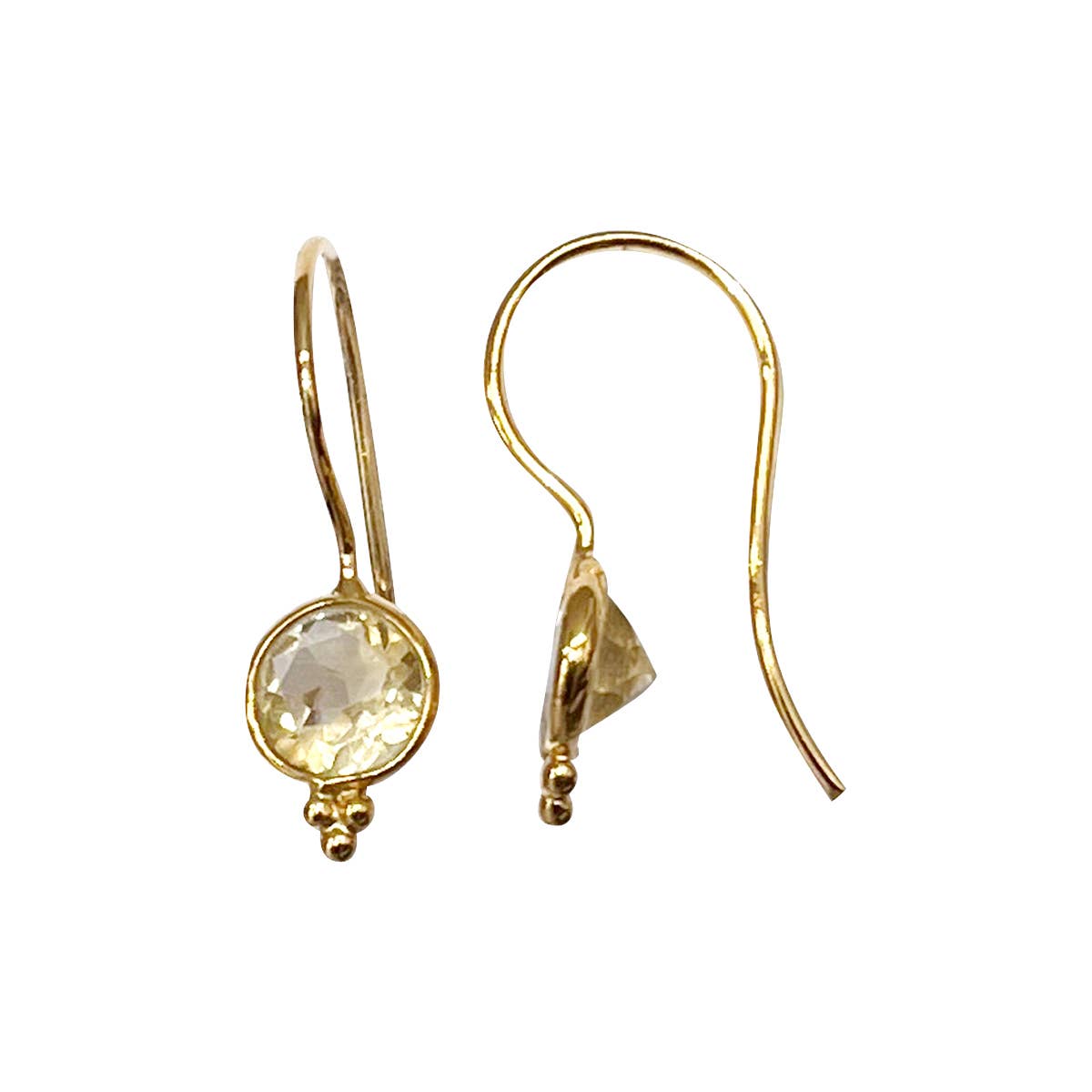 Gold and Citrine Fine Stone Earrings: France