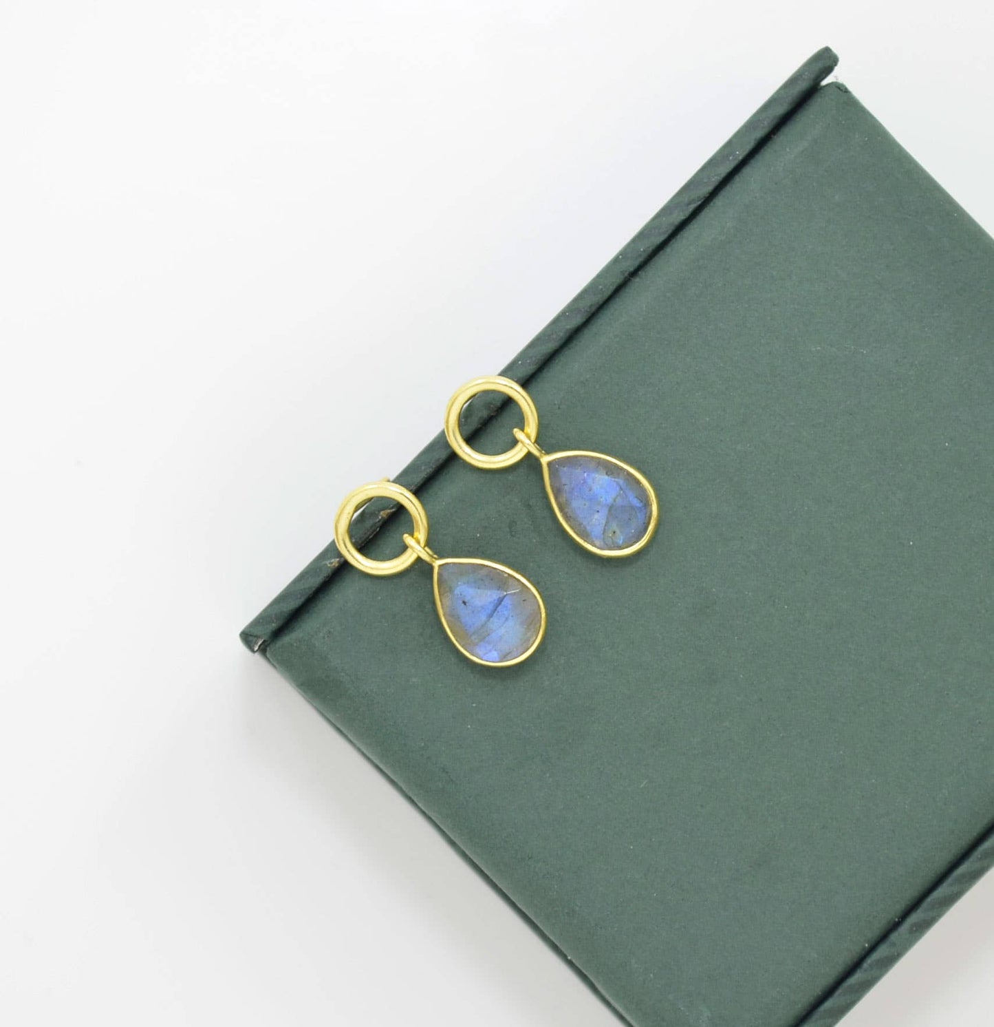 Gold Circle Post Labradorite Earrings: Germany