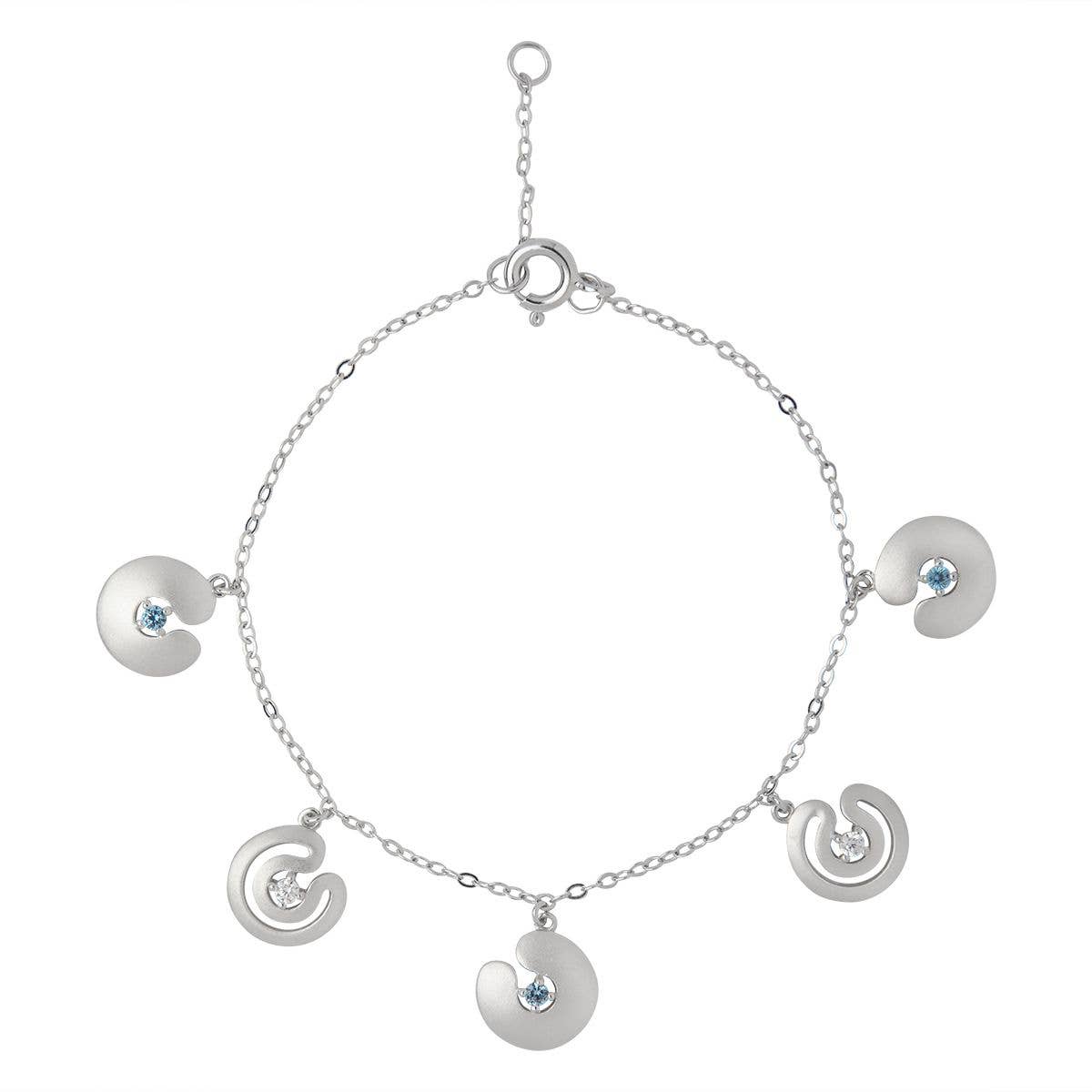 Silver maze with white and blue crystal bracelet: Spain