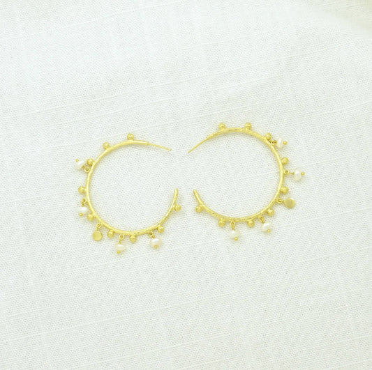 Gold Sophie Pearl Hoop Earrings: Germany