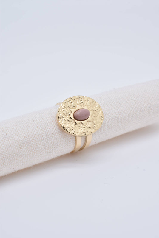 Gold Ocean Ring with Rose Stone: France