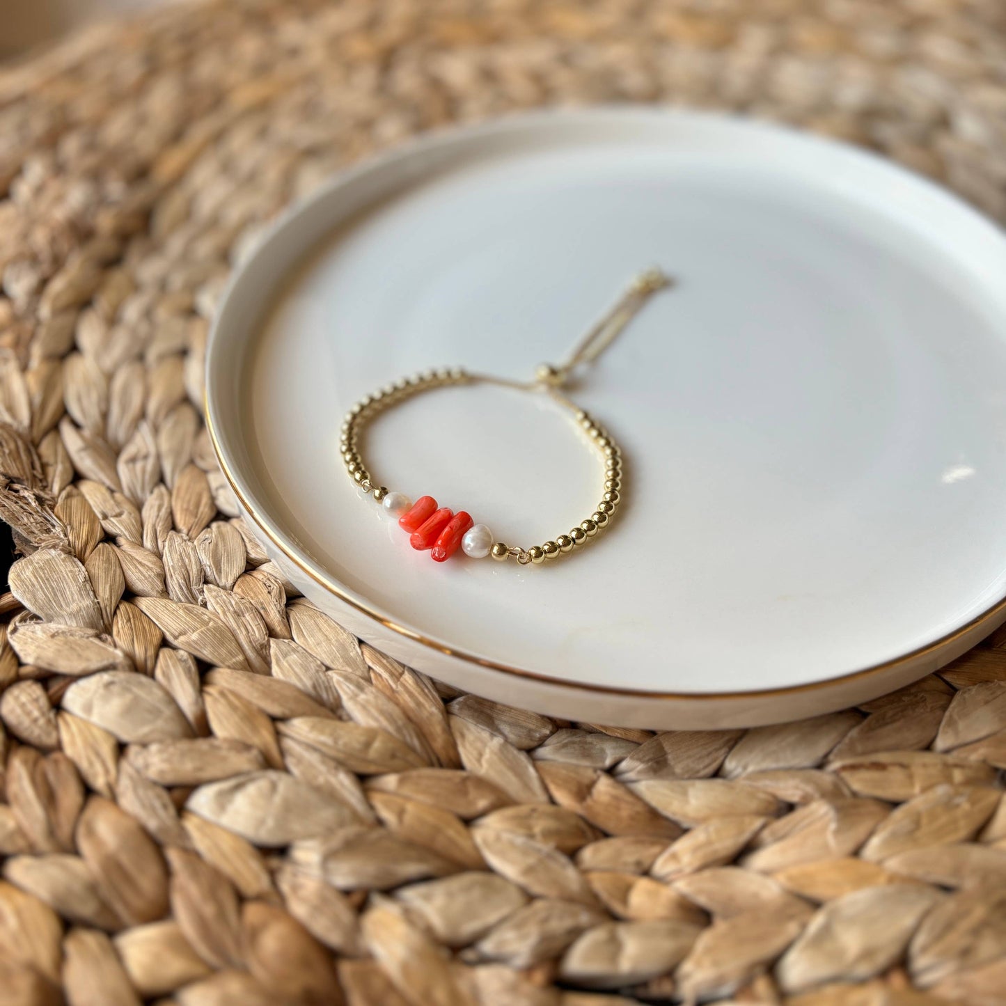 Gold Bracelet with Natural Stones and Pearls: Italy