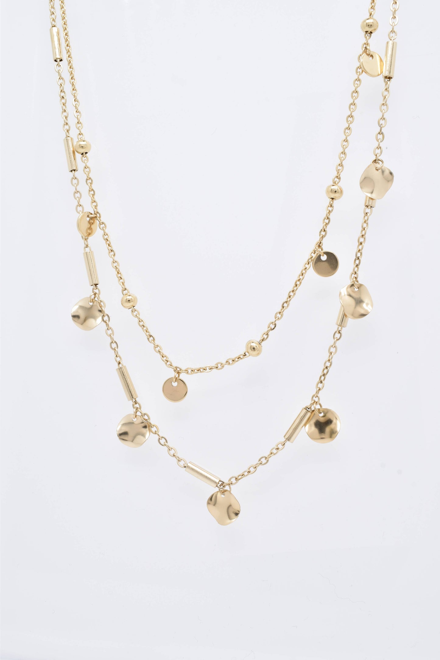 Double Row Layered Gold Necklace: France