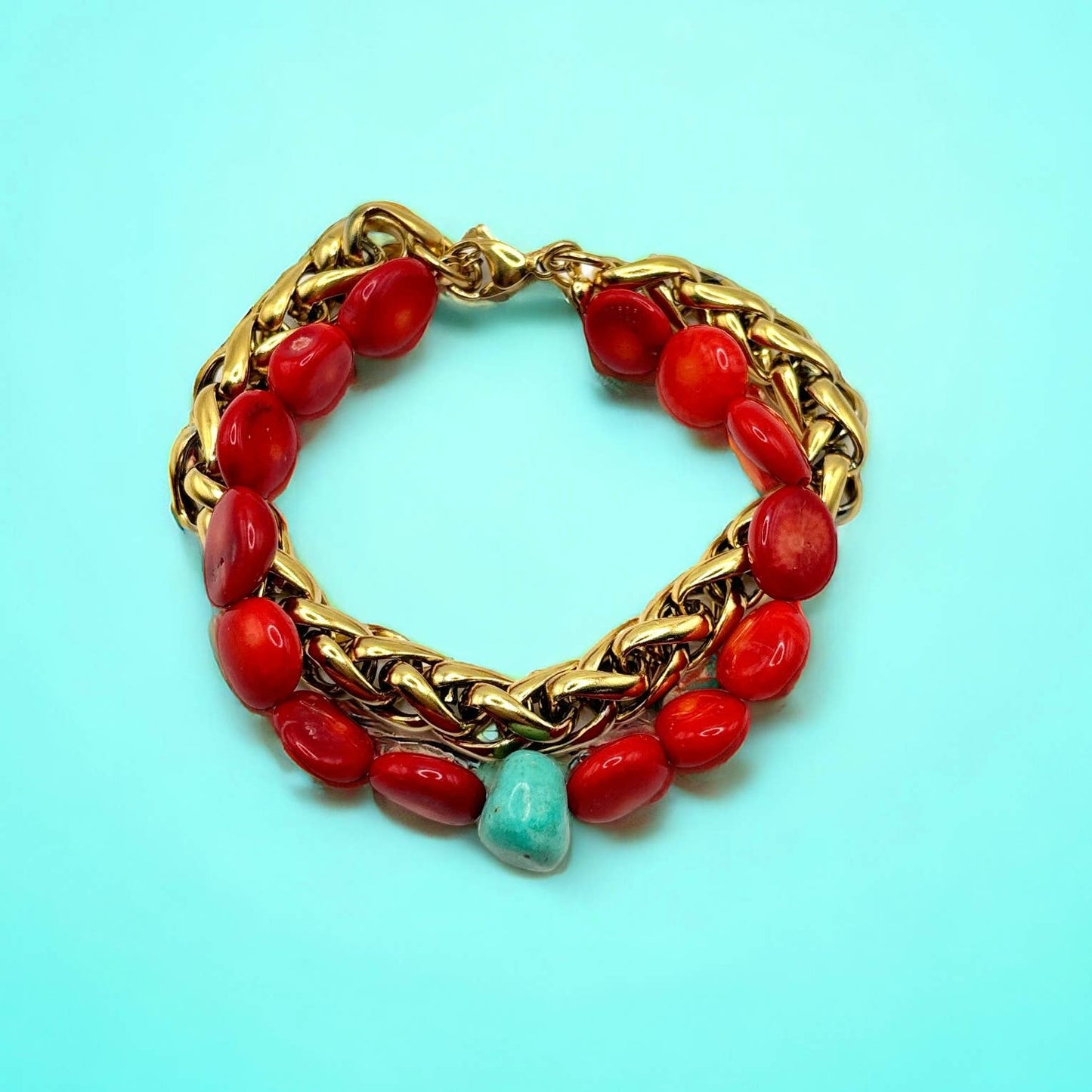 Gemstone Bracelet with Sea Coral and Magnesite: Italy