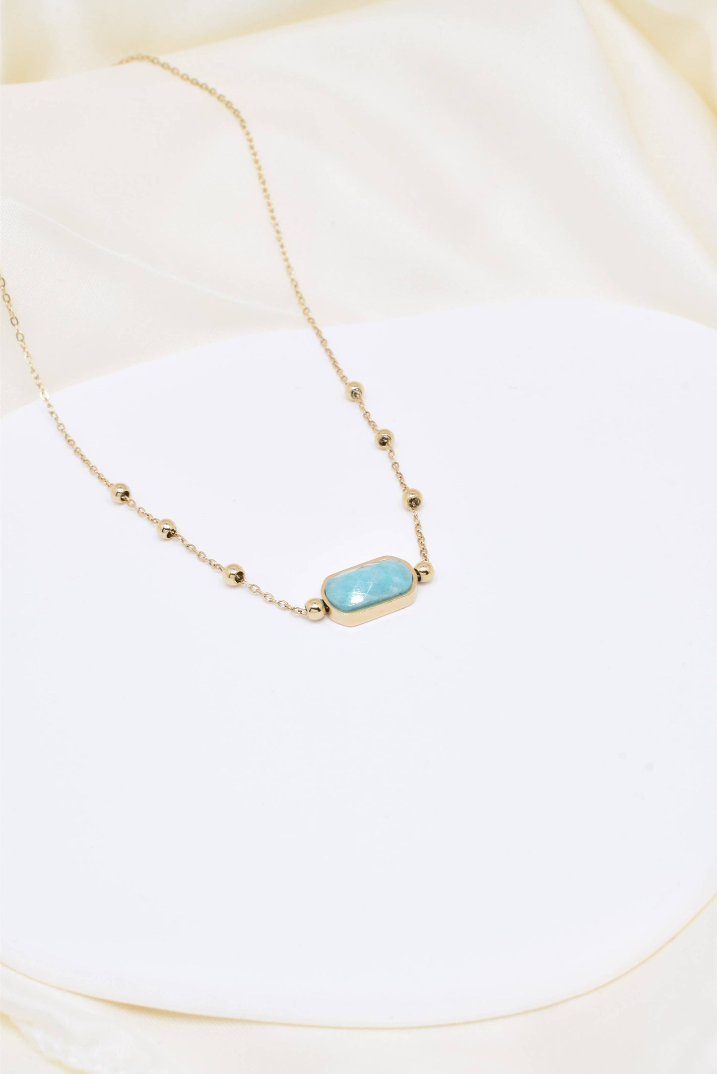 Necklace with Natural Amazonite Stones: France