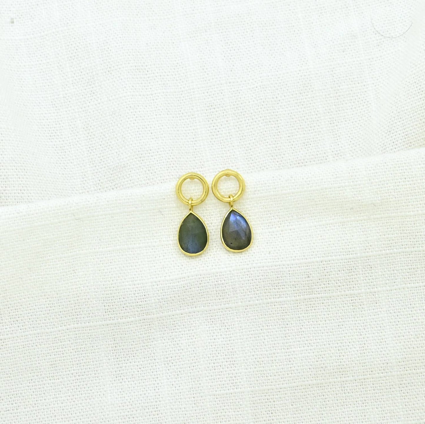 Gold Circle Post Labradorite Earrings: Germany